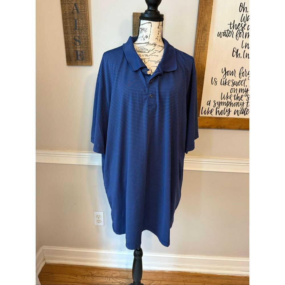 BCG Men's Striped Short Sleeve Performance‎ Golf Polo Shirt Navy Blue Size 3XL